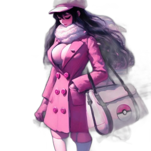 jacket, dress, hat, staff transparent PNG cut-out