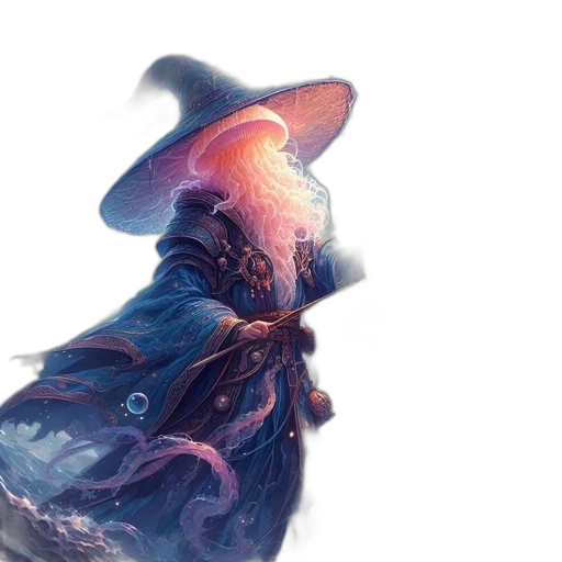 hat, dress, dragon, staff transparent PNG cut-out