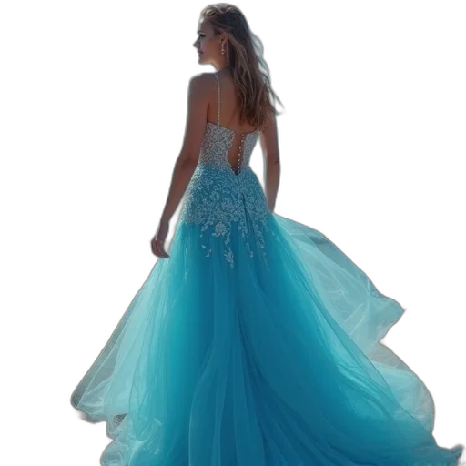 dress, concept art, photorealistic, blue transparent PNG cut-out