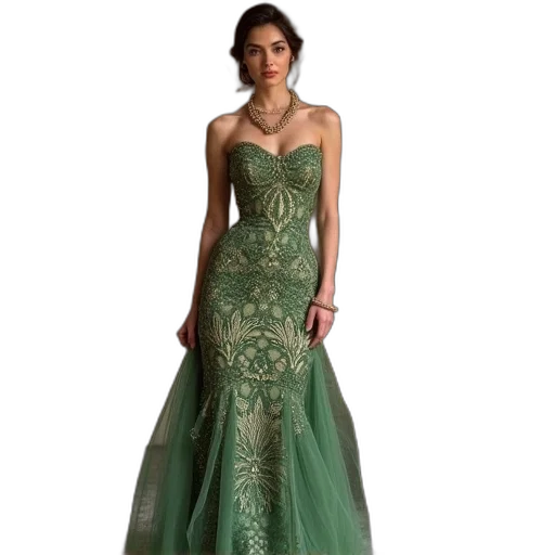 dress, green, earth tones, mccall transparent PNG cut-out