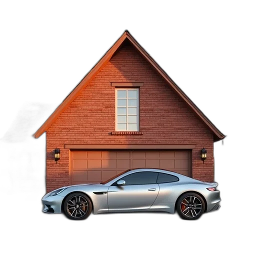 car, building, 3d render, photorealistic transparent PNG cut-out