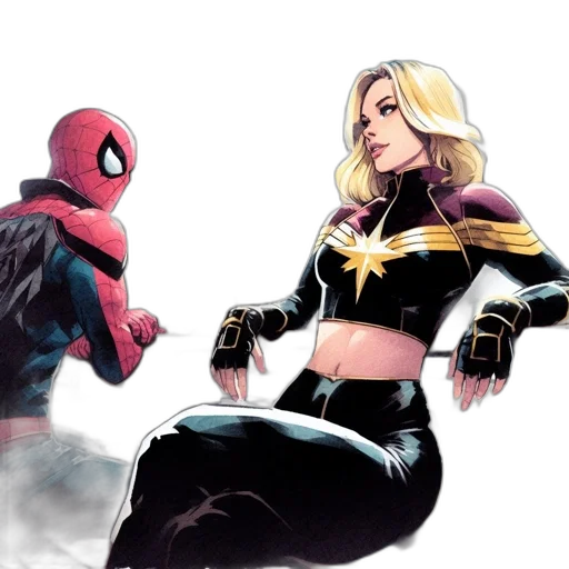 comic book art, concept art, two, superhero transparent PNG cut-out