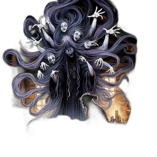 hair, creature, staff, crown transparent PNG cut-out