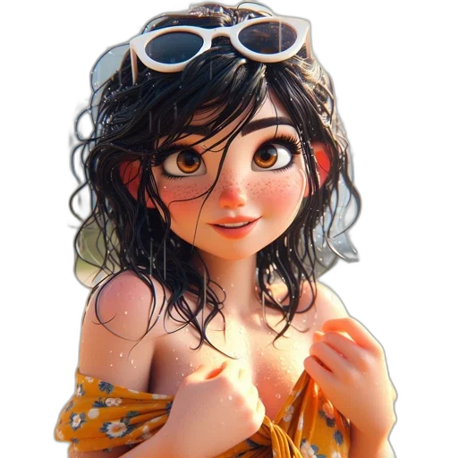 dress, jewelry, face, cartoon transparent PNG cut-out