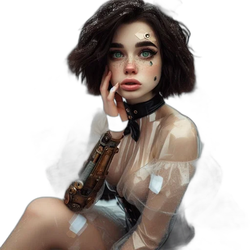 dress, weapon, robot, fantasy art transparent PNG cut-out