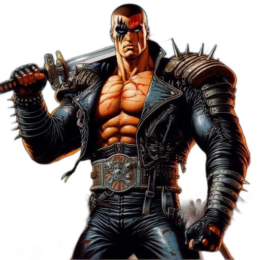 comic book art, concept art, cyberpunk, muscular transparent PNG cut-out