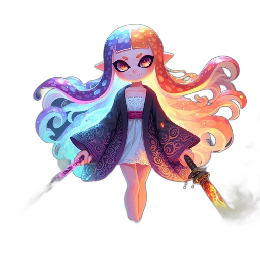 staff, dress, weapon, hair transparent PNG cut-out