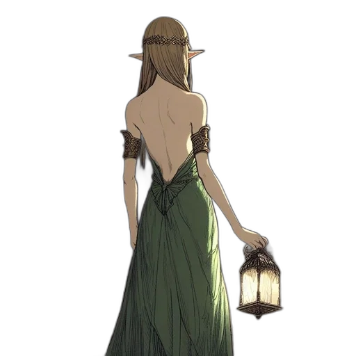 dress, staff, sword, crown transparent PNG cut-out
