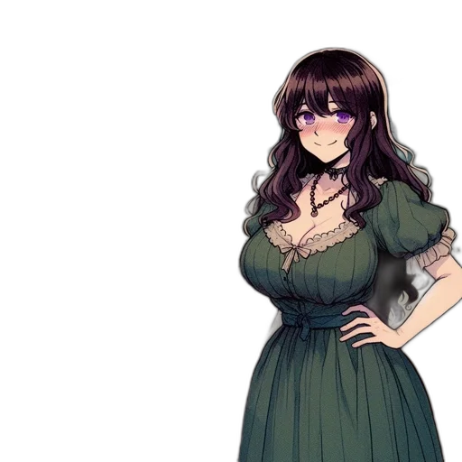dress, staff, anime, concept art transparent PNG cut-out