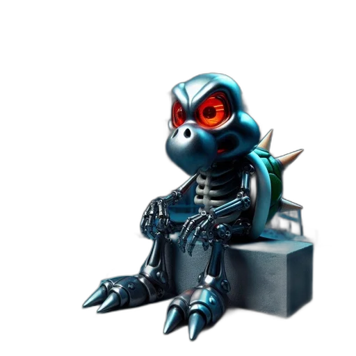 robot, dragon, creature, staff transparent PNG cut-out