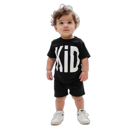 toddler, wearing, black, white transparent PNG cut-out