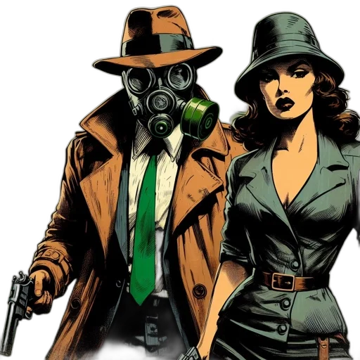 comic book art, concept art, green, two transparent PNG cut-out