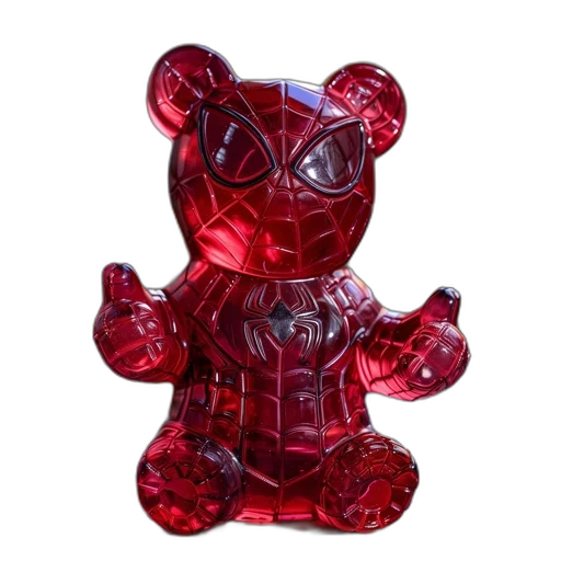 3d render, red, translucent, bear transparent PNG cut-out