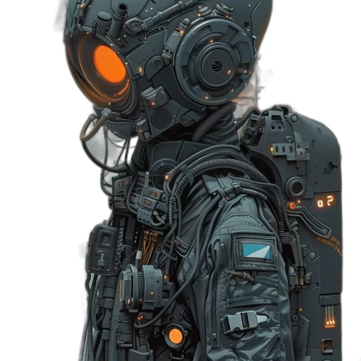 robot, jacket, mask, face transparent PNG cut-out