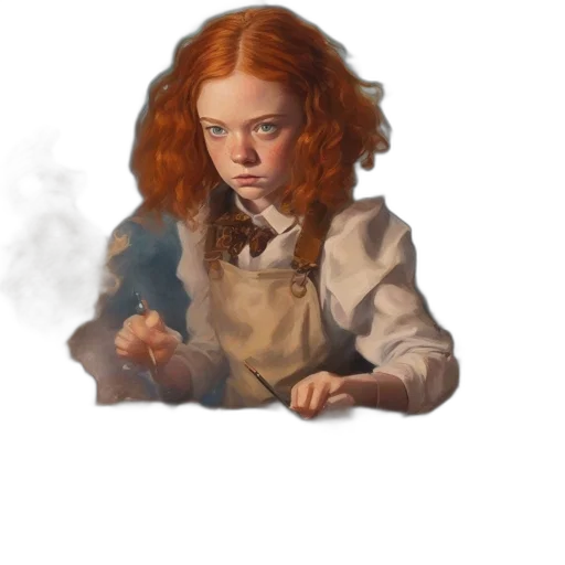 hair, face, staff, jacket transparent PNG cut-out