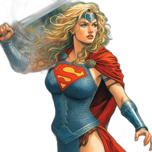 comic book art, concept art, fantasy art, blonde-haired transparent PNG cut-out