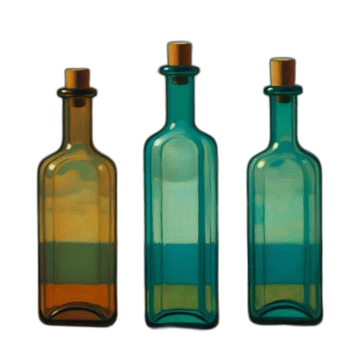 bottle, 3d render, photorealistic, blue transparent PNG cut-out