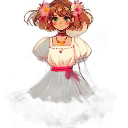 dress, flower, staff, crown transparent PNG cut-out