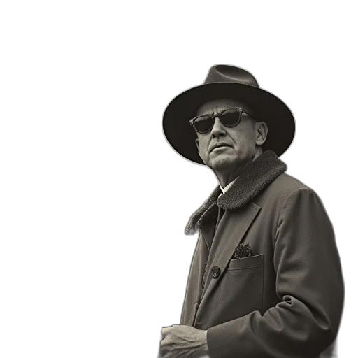jacket, hat, staff, face transparent PNG cut-out