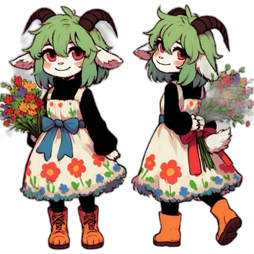 flower, dress, concept art, pixel art transparent PNG cut-out