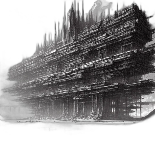 building, robot, concept art, cyberpunk transparent PNG cut-out