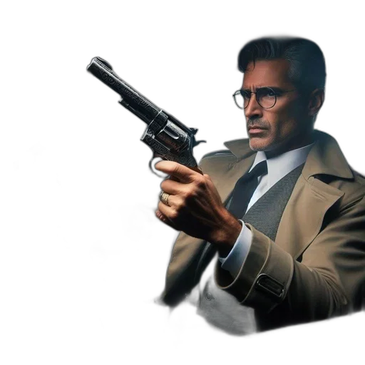 weapon, jacket, face, pixel art transparent PNG cut-out
