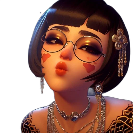 jewelry, face, 3d render, concept art transparent PNG cut-out