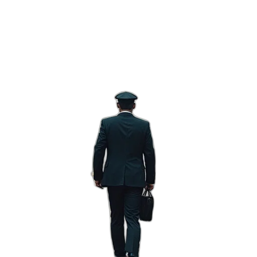 staff, hat, jacket, robot transparent PNG cut-out