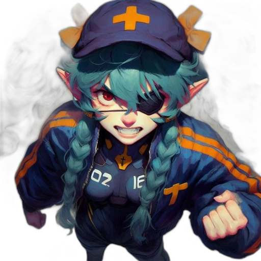 jacket, staff, weapon, face transparent PNG cut-out