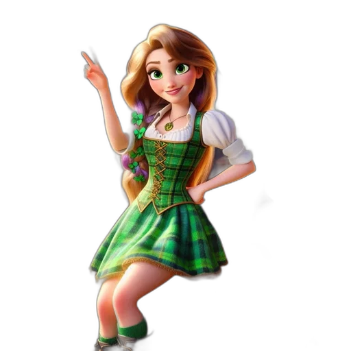 dress, staff, 3d render, cartoon transparent PNG cut-out