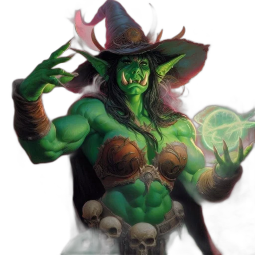 concept art, fantasy art, comic book art, green transparent PNG cut-out
