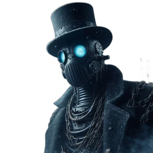 robot, mask, hat, cyberpunk transparent PNG cut-out
