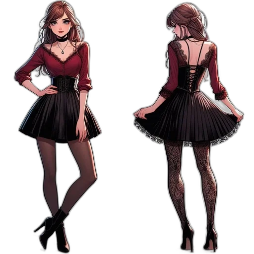 dress, concept art, pixel art, anime transparent PNG cut-out