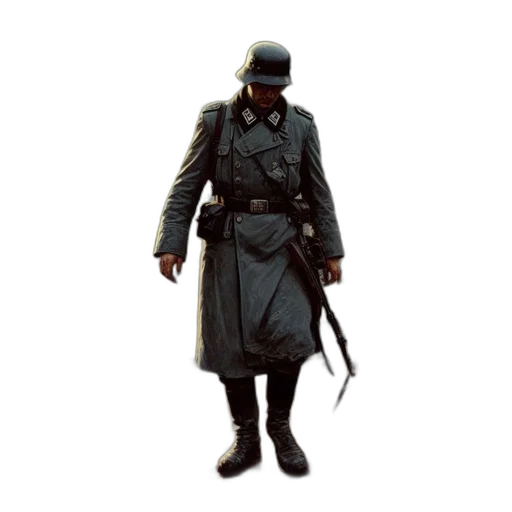 staff, jacket, weapon, hat transparent PNG cut-out