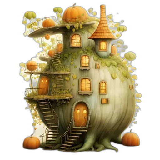 building, concept art, fantasy art, 3d render transparent PNG cut-out