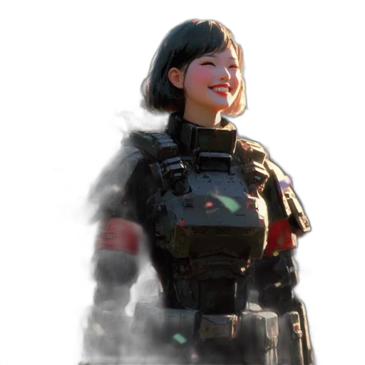 robot, weapon, face, jacket transparent PNG cut-out