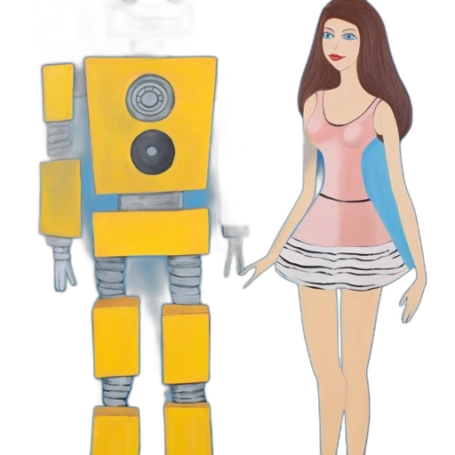 robot, dress, concept art, 3d render transparent PNG cut-out