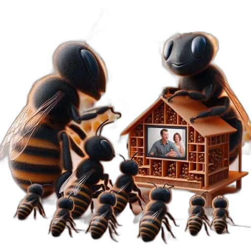 concept art, 3d render, animated, bee transparent PNG cut-out