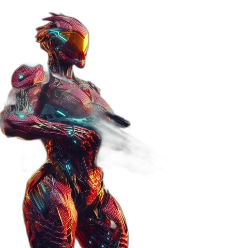robot, weapon, concept art, 3d render transparent PNG cut-out