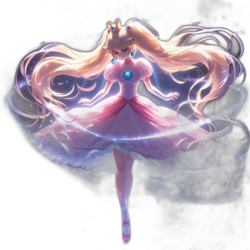 dress, hair, staff, weapon transparent PNG cut-out