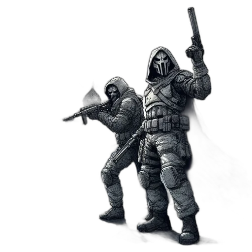weapon, mask, jacket, staff transparent PNG cut-out
