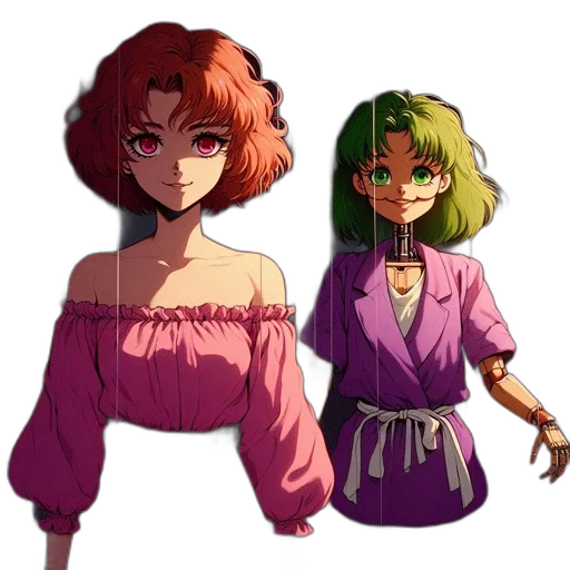 jacket, dress, staff, pixel art transparent PNG cut-out