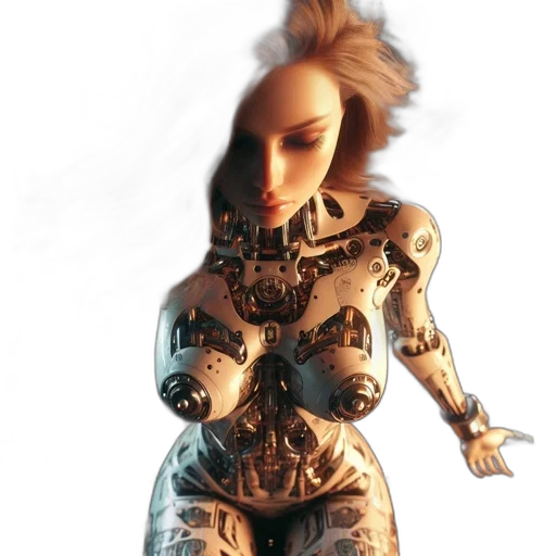 robot, dress, face, weapon transparent PNG cut-out