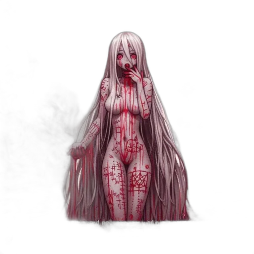 creature, dress, hair, concept art transparent PNG cut-out