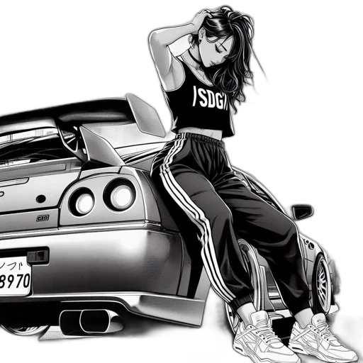 car, photorealistic, anime, cartoon transparent PNG cut-out