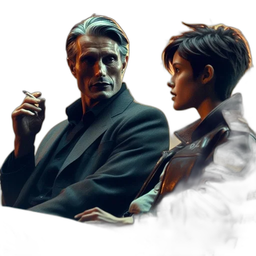 concept art, cyberpunk, photorealistic, comic book art transparent PNG cut-out