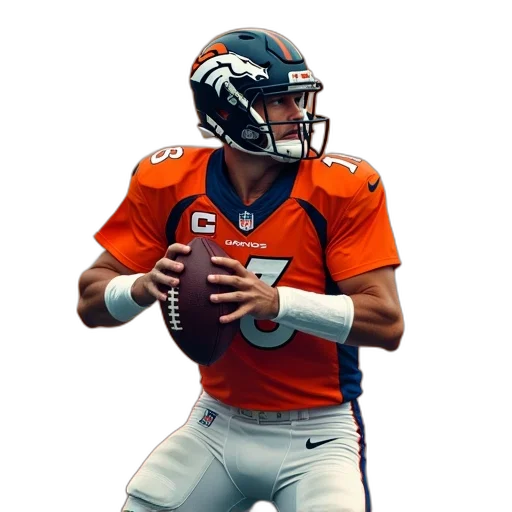 photorealistic, broncos, running, quarterback transparent PNG cut-out
