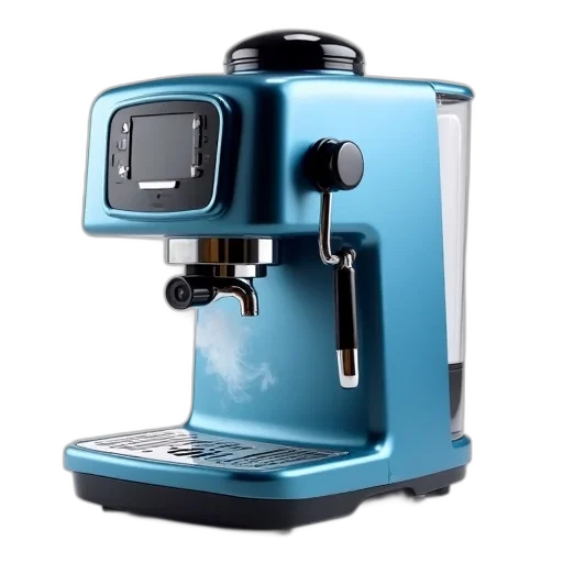 robot, blue, espresso, machine transparent PNG cut-out