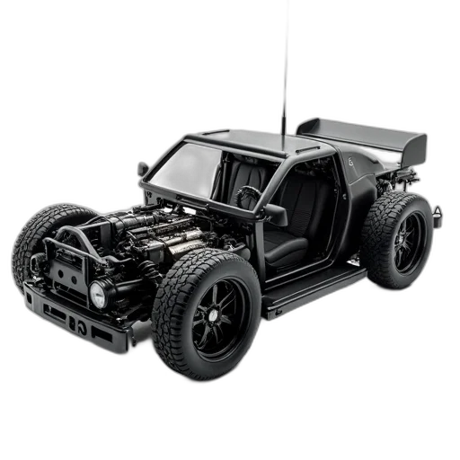 car, robot, 3d render, black transparent PNG cut-out