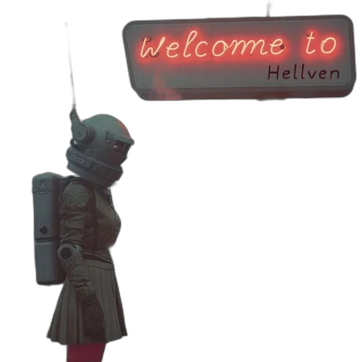 robot, staff, concept art, vaporwave transparent PNG cut-out